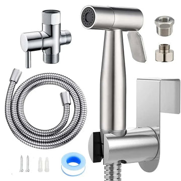 CleanJet™ – Handbidet Sproeikop - Set met Slang & T - Stuk - Telune
