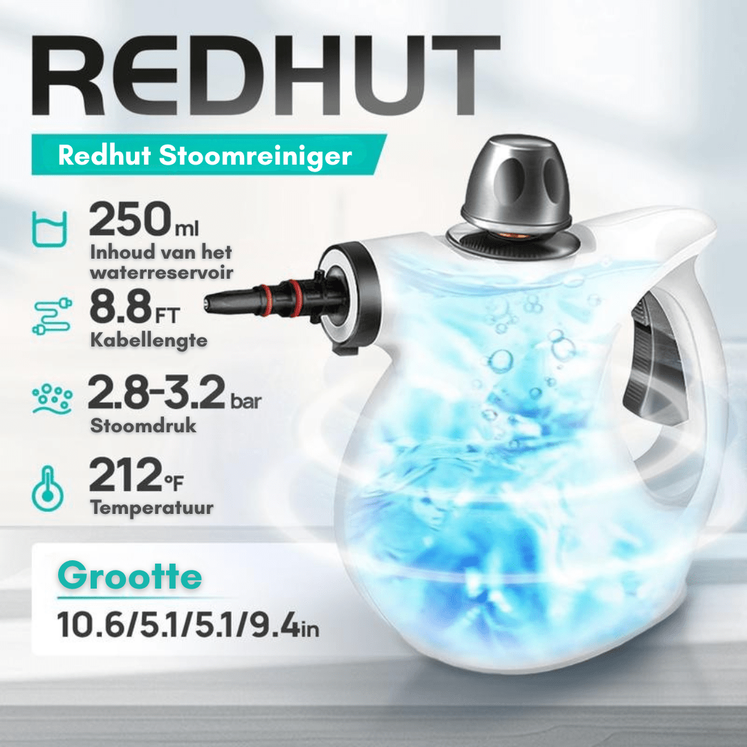 RedHut™ – Draagbare stoomreiniger met 12 opzetstukken voor keuken, badkamer & huishouden - Telune