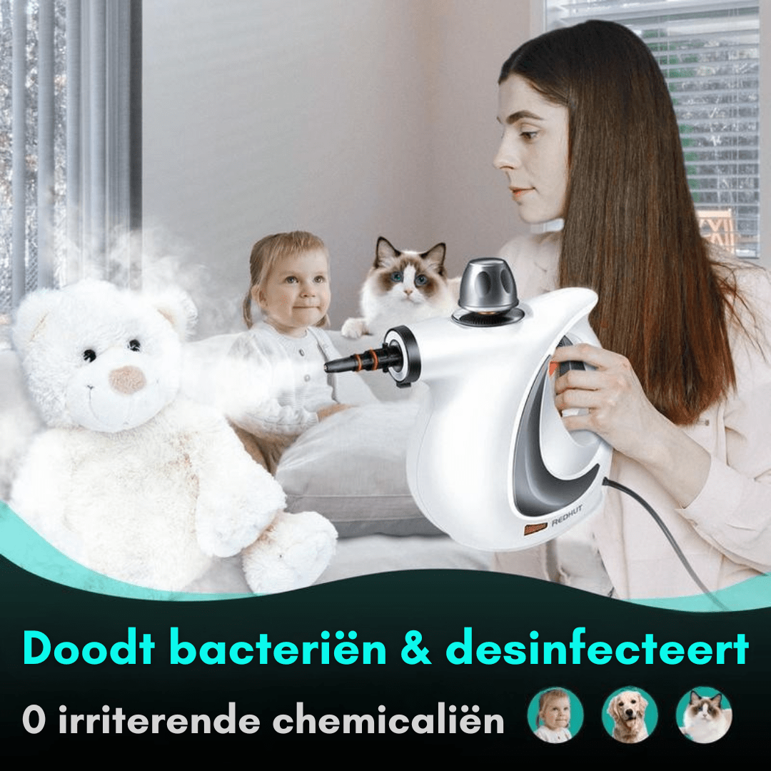 RedHut™ – Draagbare stoomreiniger met 12 opzetstukken voor keuken, badkamer & huishouden - Telune