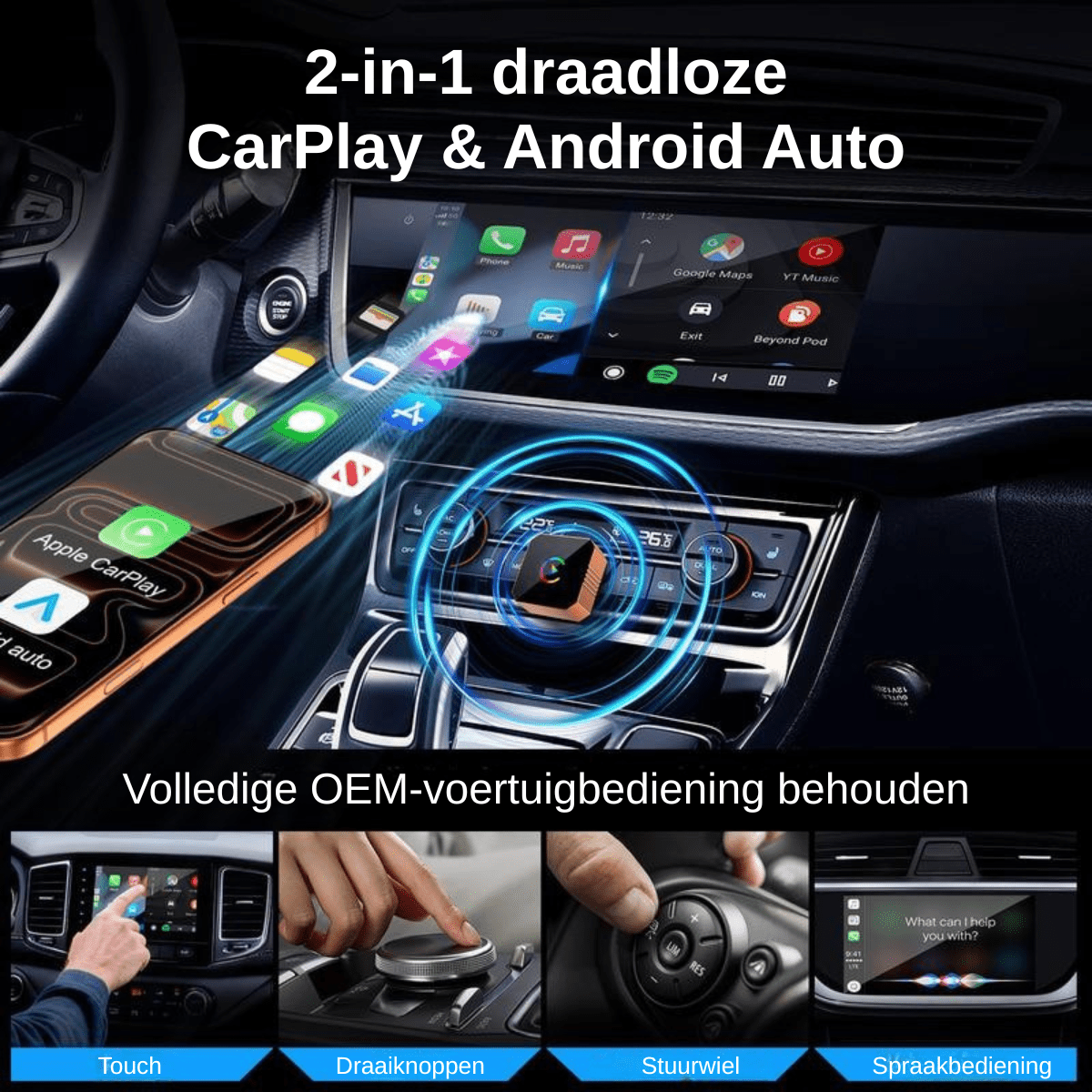 AirLink™ – Draadloze CarPlay & Android Auto Adapter - Telune