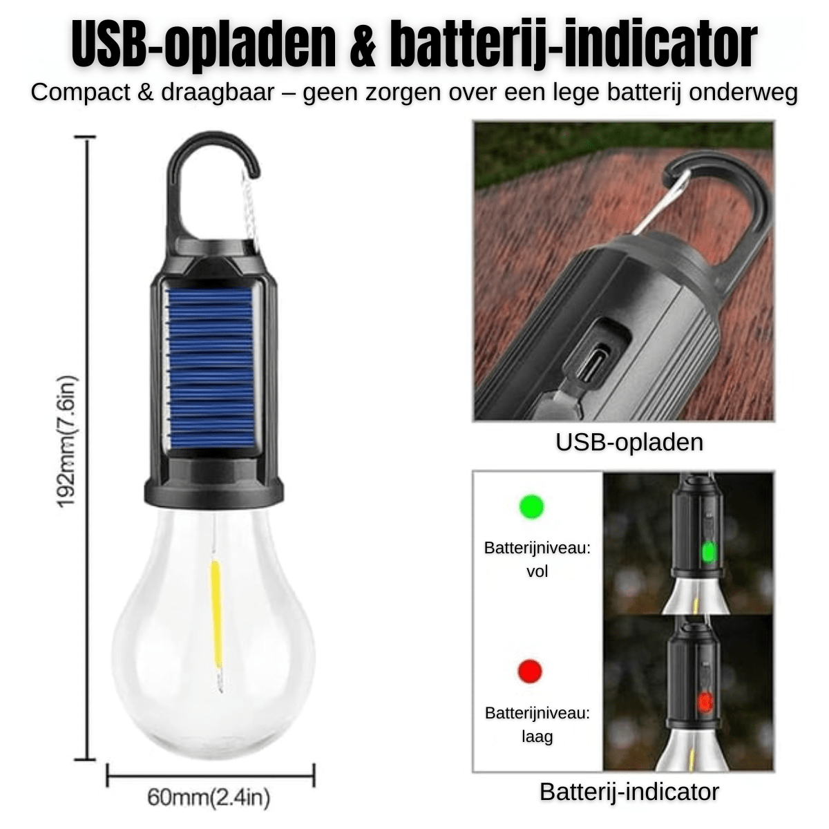LumiCore™ – Solar - & USB - camping - en noodlamp - Telune