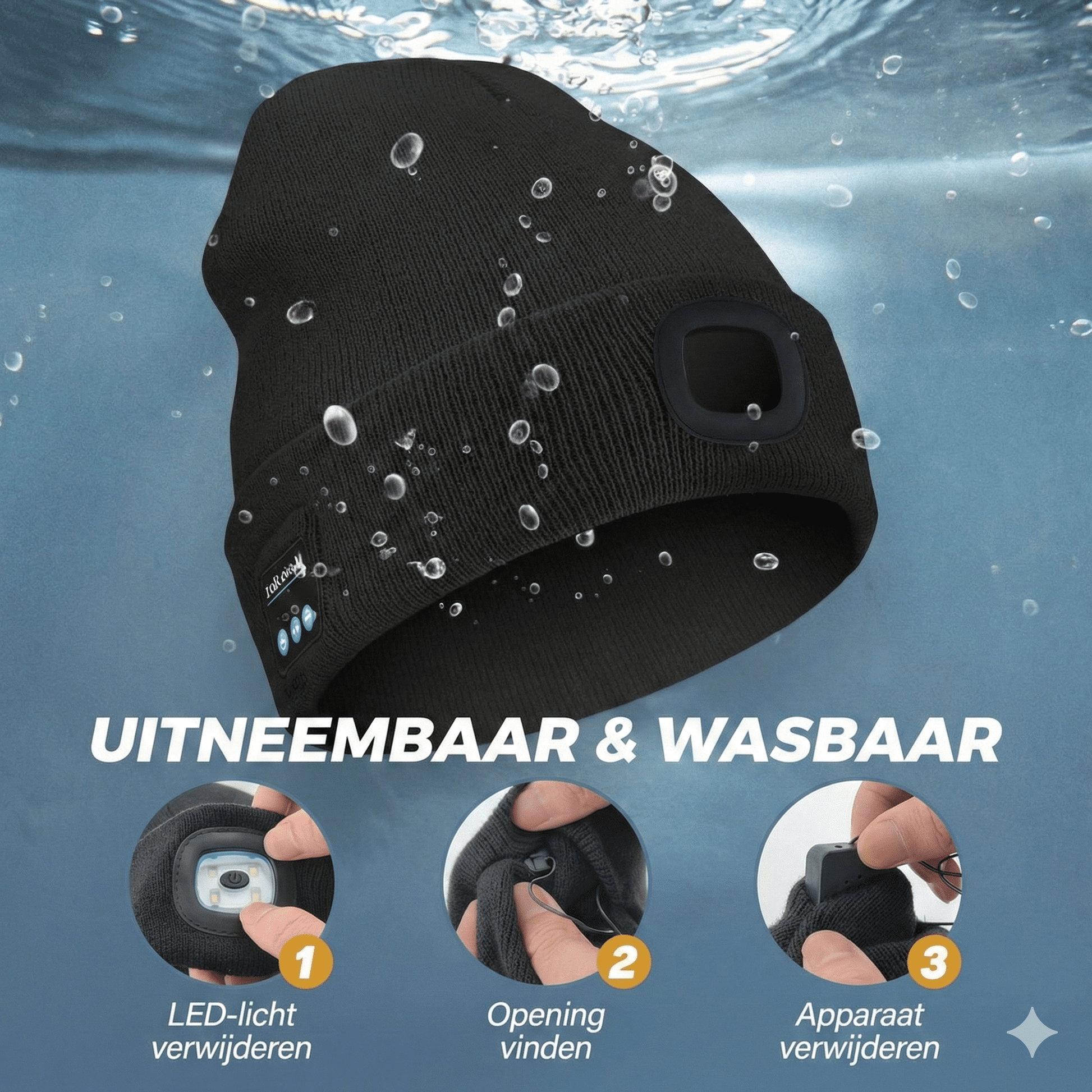 NightGuard™ – LED - muts met handsfree verlichting & Bluetooth - Telune