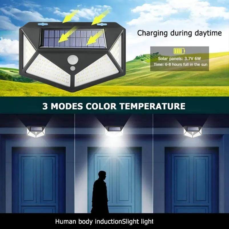 100 LED Solar Muur Lamp