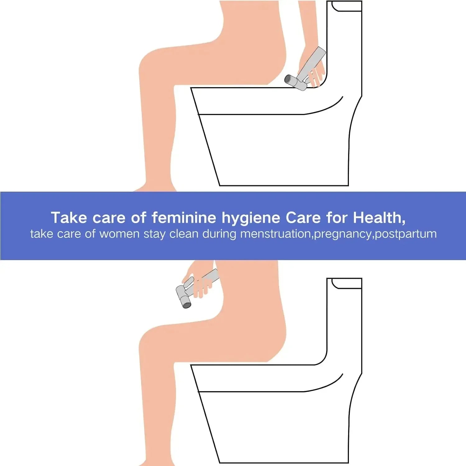 CleanJet™ – Handbidet Sproeikop - Set met Slang & T - Stuk - Telune